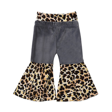 Infant Toddler Girl Leopard Patchwork Bell Bottom