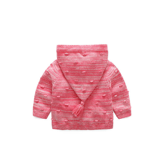 Infant Toddler Girl Pink Hoodie Knit Cardigan