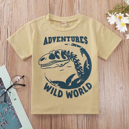 Kid Boy Adventures Wild World Dinosaur Print Tee