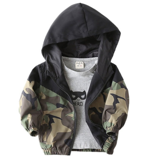 Cute Kid Boy Camouflage Hooded Jacket