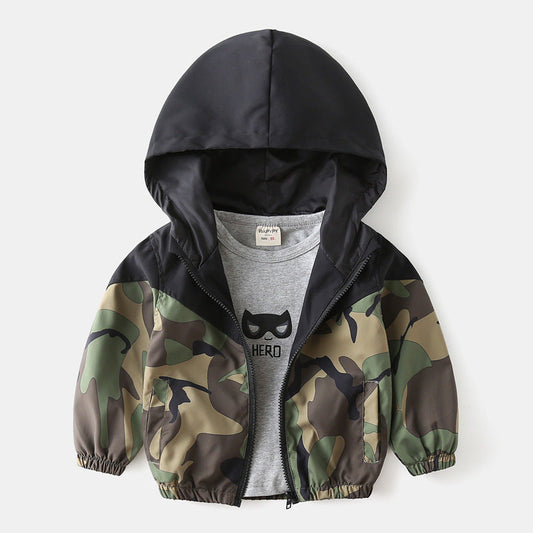 Cute Kid Boy Camouflage Hooded Jacket