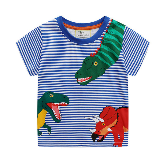 Kid Boy Dino Striped T-Shirt