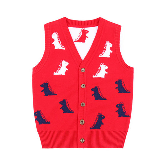 Kid Boy Dinosaur Knit Cardigan