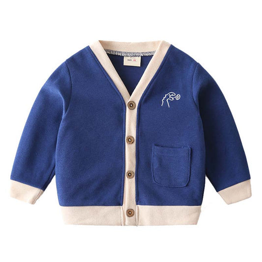 Kid Boy Embroidery Knit Cardigan