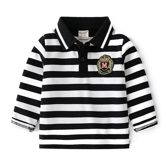 Kid Boy Long Sleeve Stripe Polo Shirts