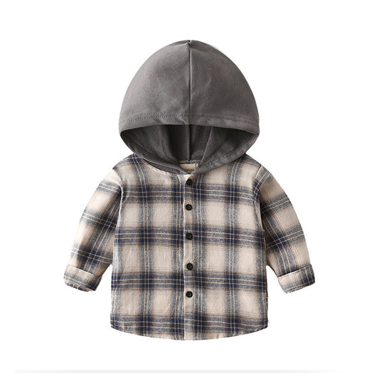 Cute Kid Boy Plaid Hoodie