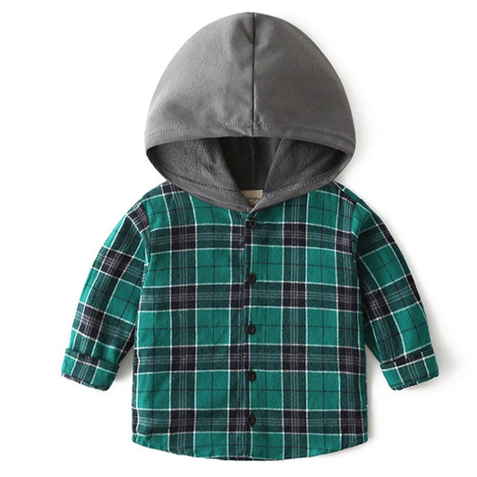 Cute Kid Boy Plaid Hoodie