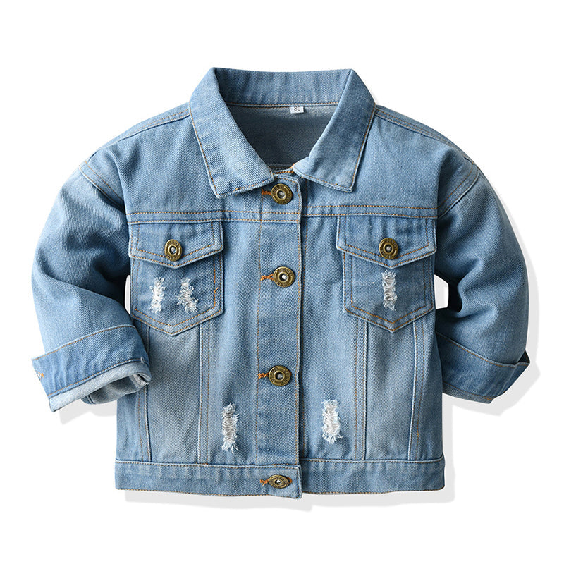 Fashion Kid Boy Plaid Patchwork Denim Jacket