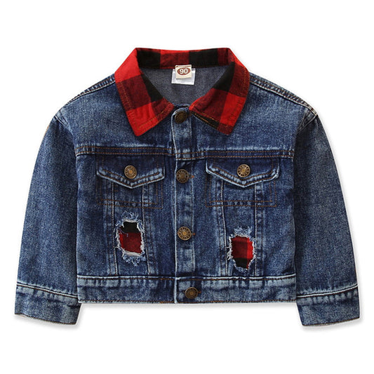 Baby Kid Boys Color-blocking Leopard Tie Dye Checked Star Bow Ripped Print Jackets Outwears