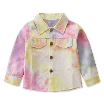 Baby Kid Boys Color-blocking Leopard Tie Dye Checked Star Bow Ripped Print Jackets Outwears