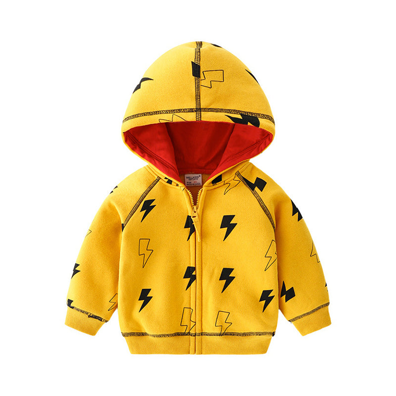 Kid Boy Print Casual Hoodie Coat