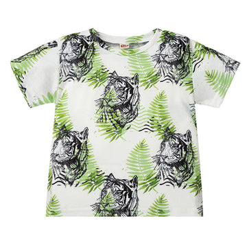 Kid Boy Tiger Grass Print T-shirt