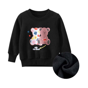 Kid Cartoon Bear Print Crew Neck Sweatshirt