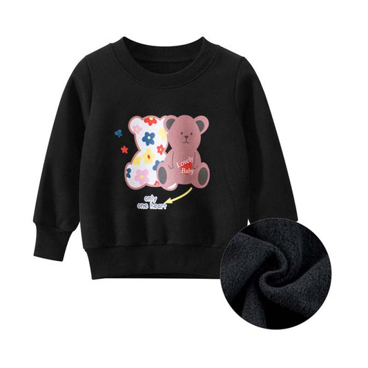 Kid Cartoon Bear Print Crew Neck Sweatshirt