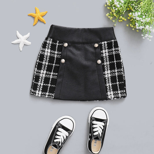 Kid Girl A Line Check Skirt