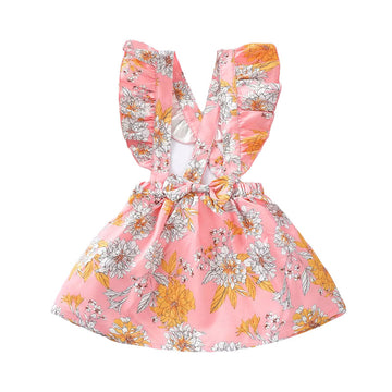 Fashion Kid Girl Allover Floral Print Suspender Skirt