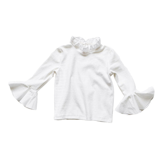 Kid Girl Bell Sleeve Frill Neck Top