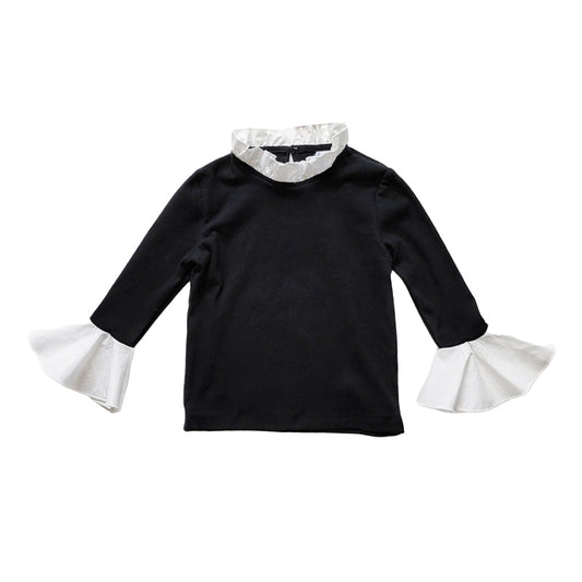 Kid Girl Bell Sleeve Frill Neck Top