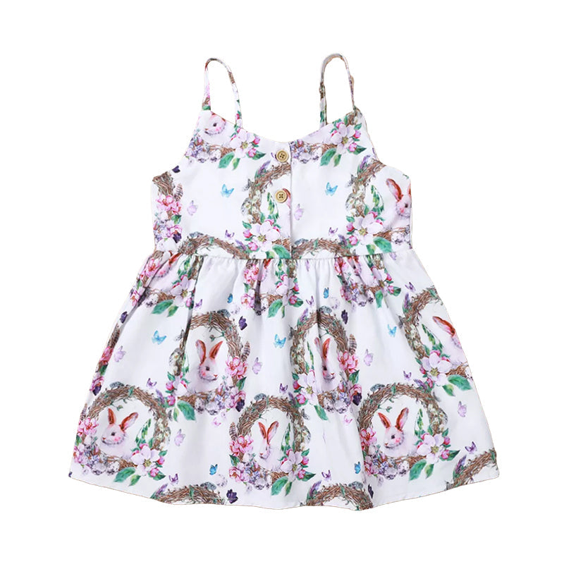 Kid Girl Easter Rabbit Suspender Dress