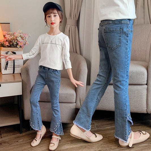 Kid Girl Elastic Waist Flared Jeans