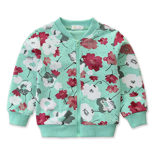 Kid Girl  Flower Bomber Jacket