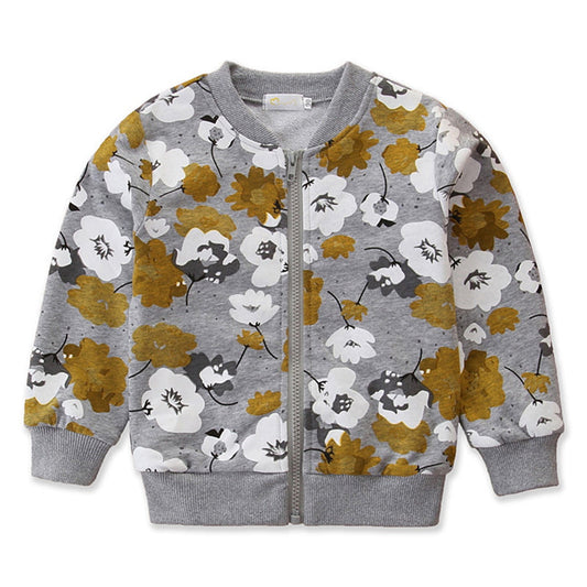 Kid Girl  Flower Bomber Jacket