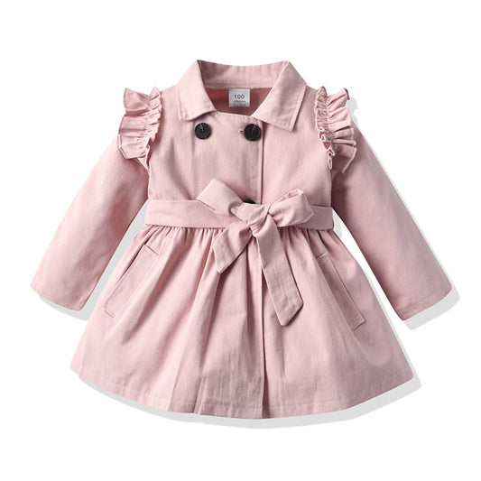 Kid Girl Flutter Sleeve Button Down Windbreaker Dress