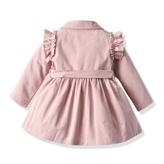 Kid Girl Flutter Sleeve Button Down Windbreaker Dress