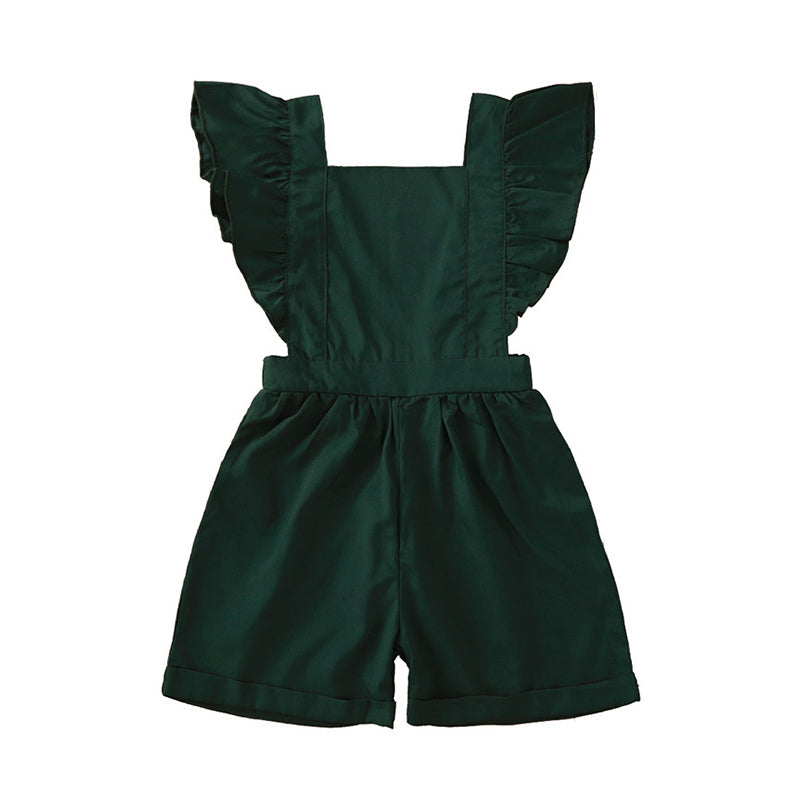 Kid Girl Flutter Sleeve Romper In Green