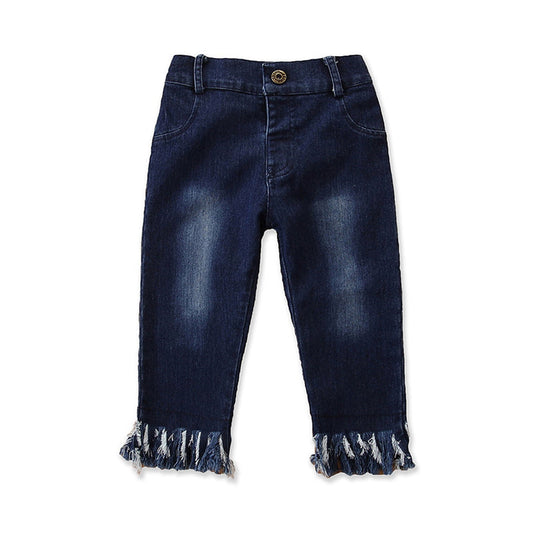 Baby Kid Girls Solid Color Jeans