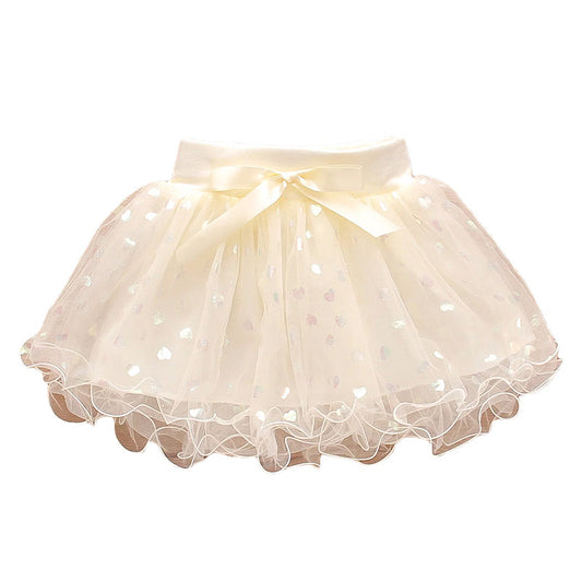 Kid Girl Love Heart Mesh Tutu Skirt