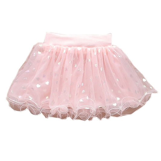 Kid Girl Love Heart Mesh Tutu Skirt