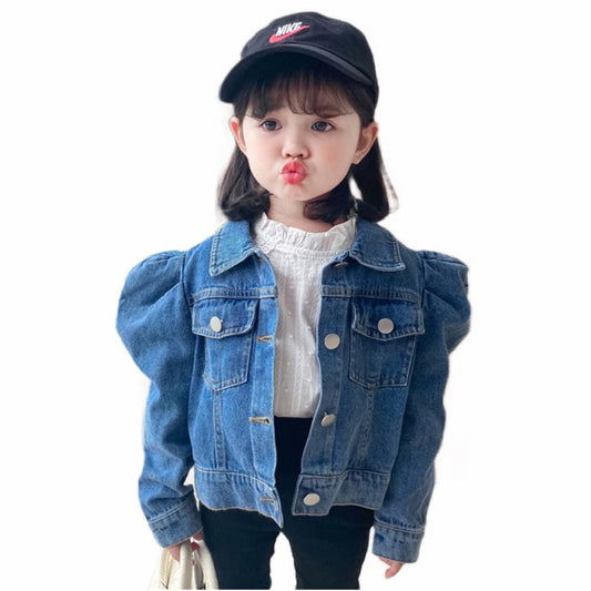 Kid Girl Puff Sleeve Denim Jacket