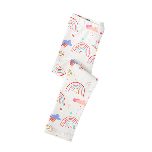 Baby Kid Girls Flower Rainbow Print Pants