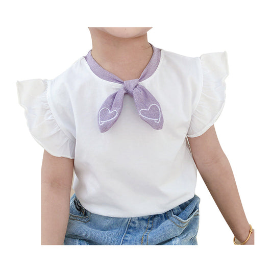 Little Girl Tie Flutter Sleeve Top