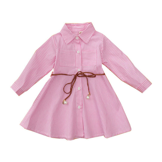 Baby Kid Girls Striped Ribbon Dresses