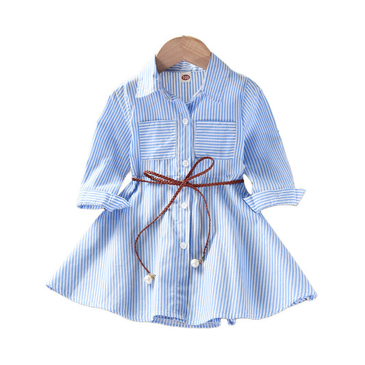 Baby Kid Girls Striped Ribbon Dresses