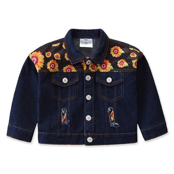 Kid Girl Sunflower Denim Jacket