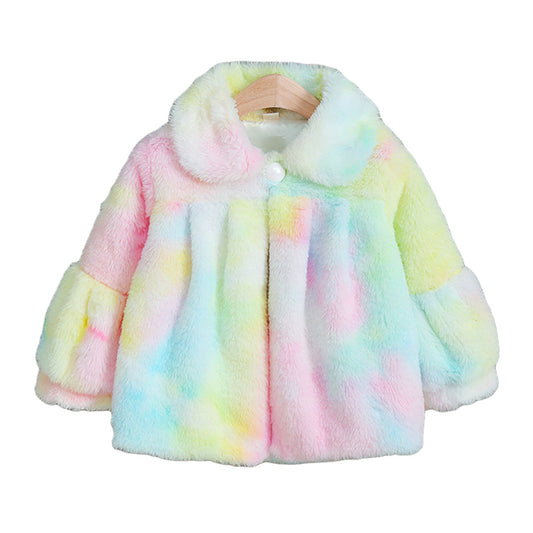 Kid Girl Tie Dye Fleece Coat