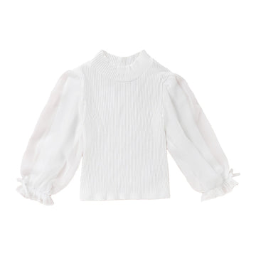 Kid Girl Turtle Neck White Top