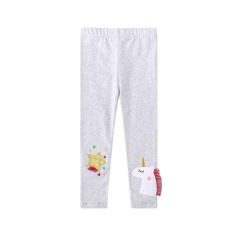 Baby Kid Girls Star Unicorn Embroidered Pants