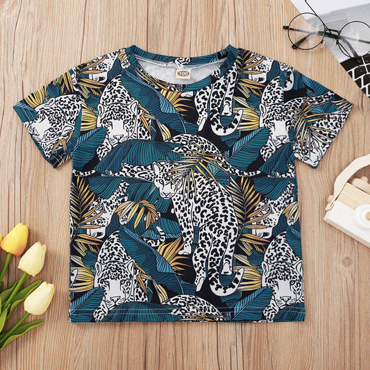 Leopard Cartoon Printing Kid T-Shirt