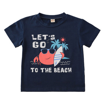 Let's Go To The Beach Kid Boy Crab Tee