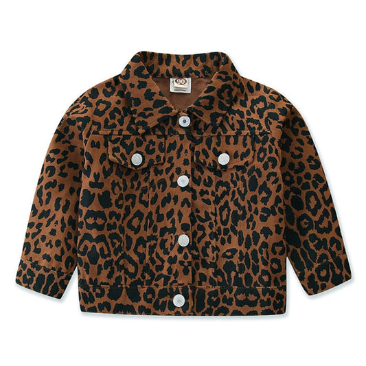 Little Girl Leopard Denim Jacket