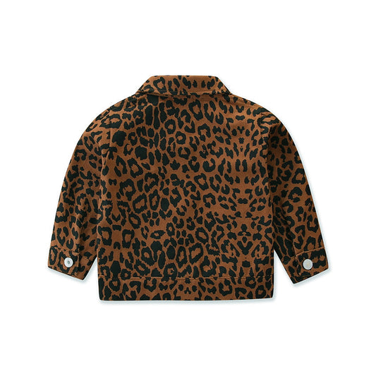 Little Girl Leopard Denim Jacket