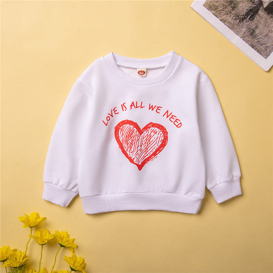 Baby Kid Unisex Letters Love heart Print Hoodies Sweatshirts