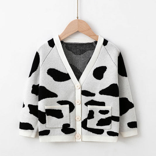 Kid Unisex Crochet Cow Cardigan