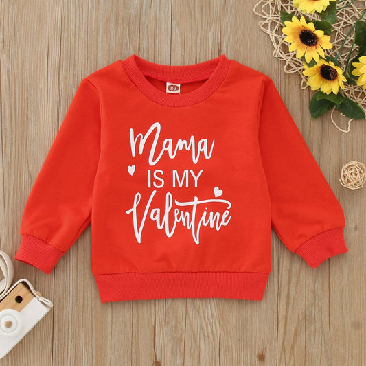 Fashion Baby Kid Girls Letters Love heart Print Valentine's Day Hoodies Swearshirts