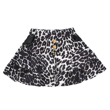 Toddler Girl Button Decor Leopard Print Skirt
