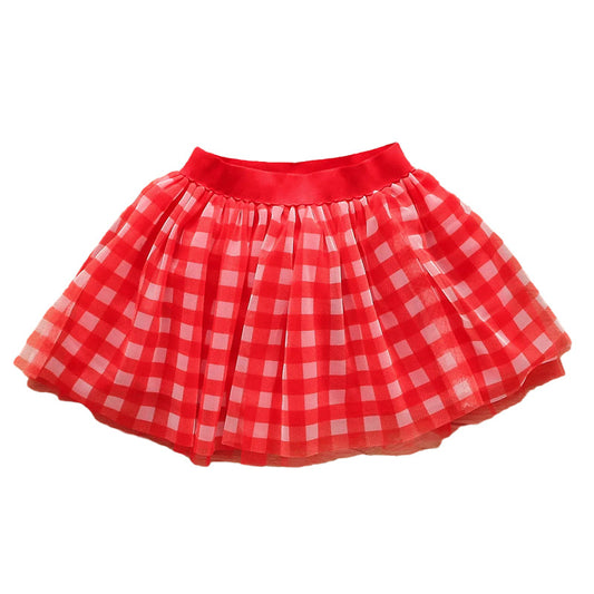 Toddler Kid Girl Checked Mesh Skirt